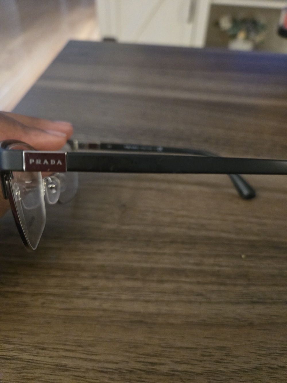 Prada Semi-Rim Rectangular Eyeglasses in Gunmetal - Picture 5 of 7